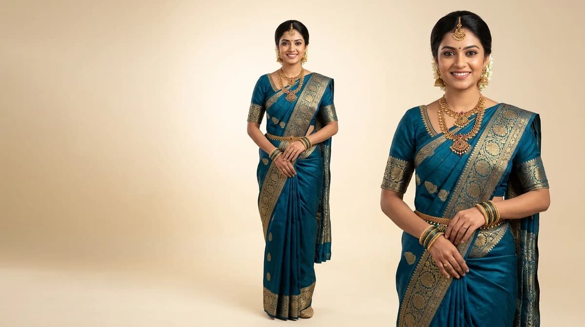 AI-generated Saree product photography example